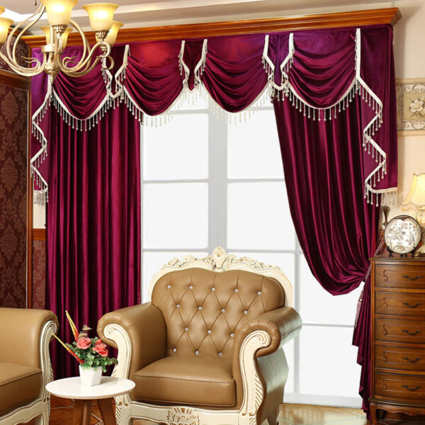Luxury Festive Velvet Red Bedroom, Living Room, Water Wave Curtains, Wedding Room, Blackout Curtains - Image 5