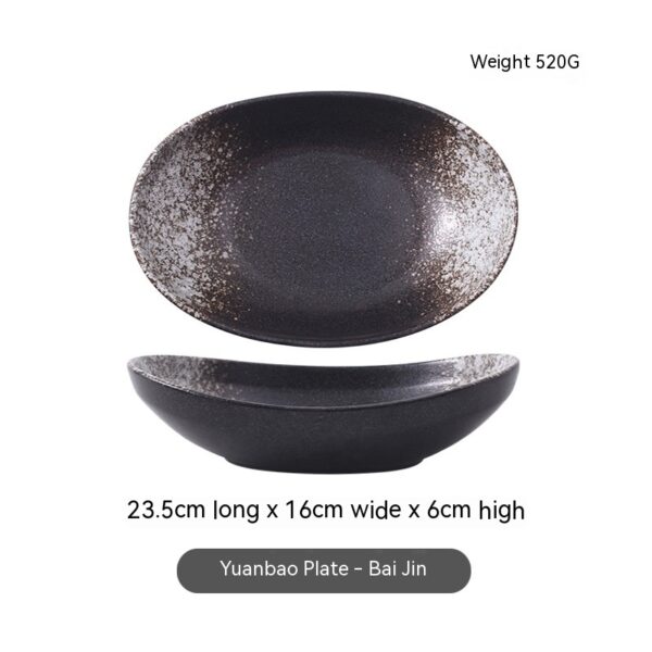 Japanese-style Ceramic Salad Dish Deep Plates Oval Ingot Plate - Image 10