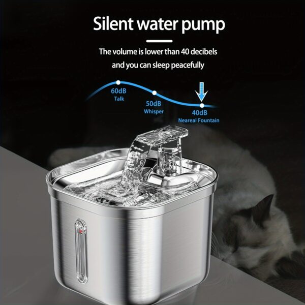 Cat Water Fountain, Stainless Steel Pet Water Fountain For Cats Inside, 3 Filters&Ultra-Quiet Pump, 73oz Automatic Dog Dispenser Water Bowl, Multiple Pets Water Fountain - Image 2