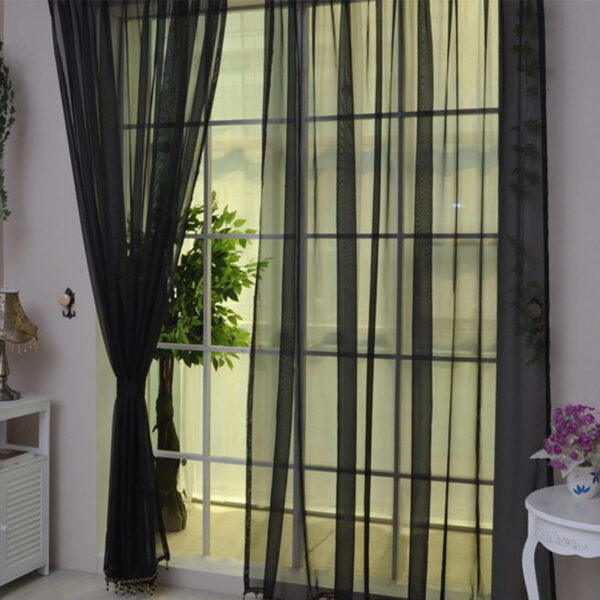 Solid Color Glass Mesh Curtains Transparent Color Ready-made Curtain Punch-free - Image 7