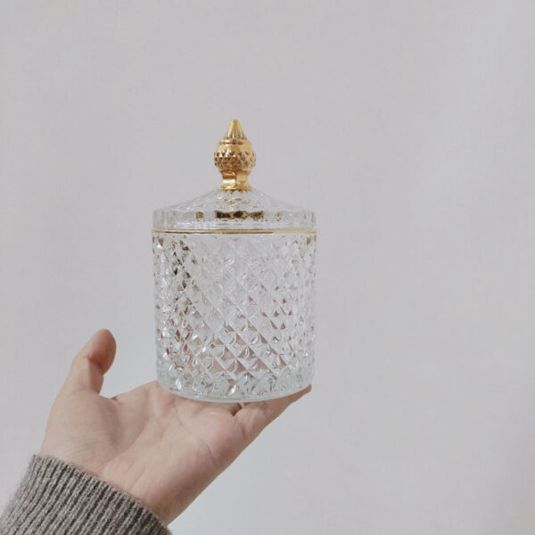 Retro Glass Sugar Jar Storage Jar Cotton Swab Jar - Image 4