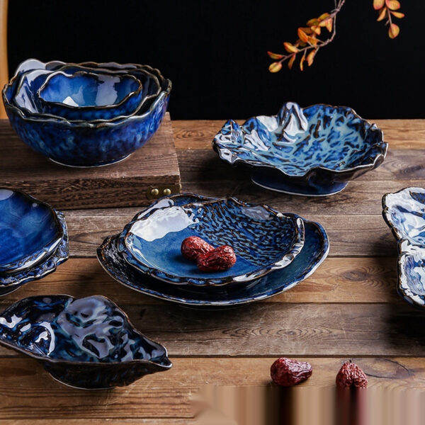Creative Kiln Baked Ceramic Plate Special-shaped Plate Plate High-end Hotel Snack Dish Salad Dish Cold Dish Fruit Plate