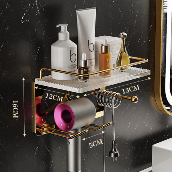 Wall Mounted Hair Dryer Storage Rack In Bathroom - Image 5