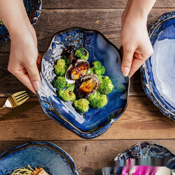 Creative Kiln Baked Ceramic Plate Special-shaped Plate Plate High-end Hotel Snack Dish Salad Dish Cold Dish Fruit Plate - Image 2