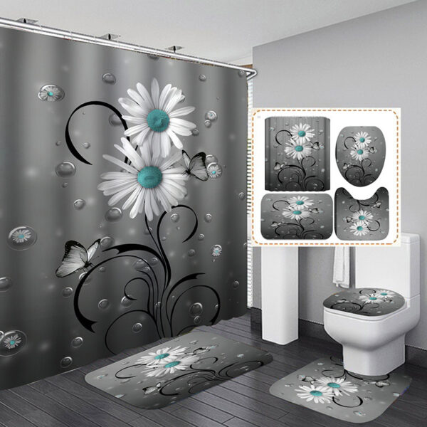 Floral Printing Series Polyester Shower Curtain - Image 6