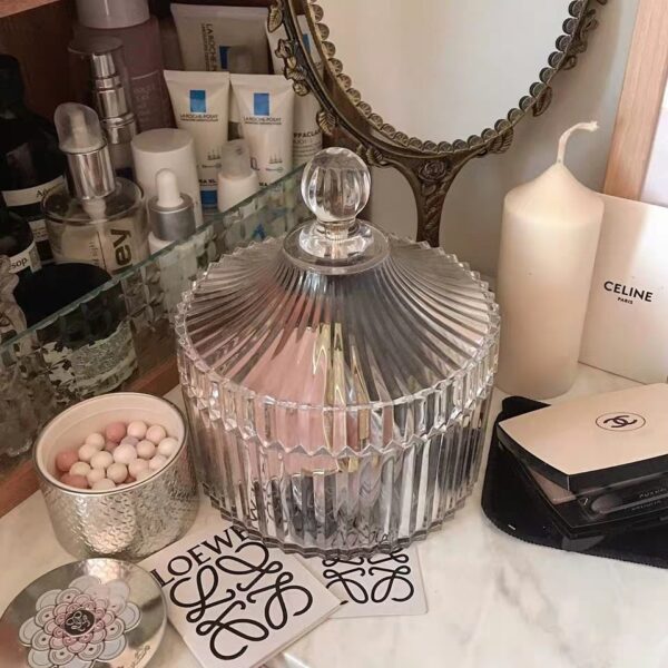 Retro Glass Sugar Jar Storage Jar Cotton Swab Jar