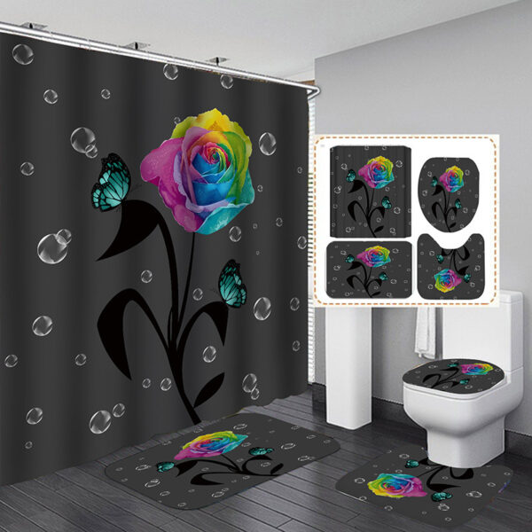 Floral Printing Series Polyester Shower Curtain - Image 2
