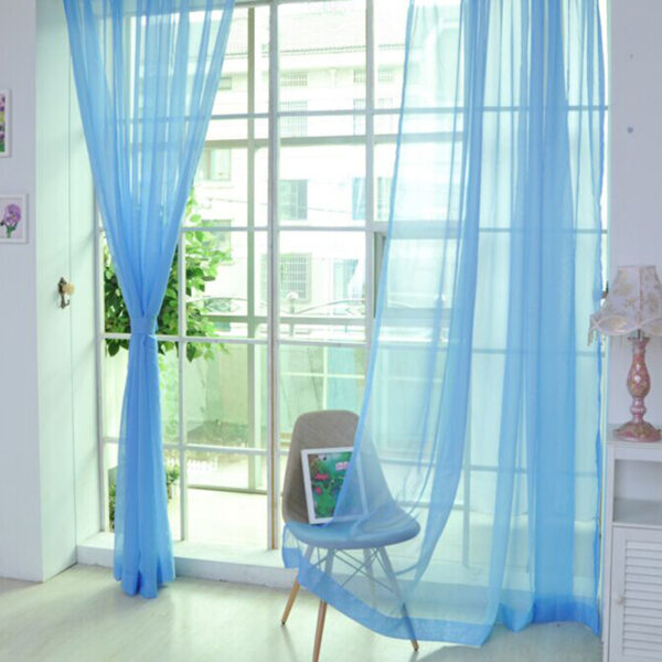 Solid Color Glass Mesh Curtains Transparent Color Ready-made Curtain Punch-free - Image 8