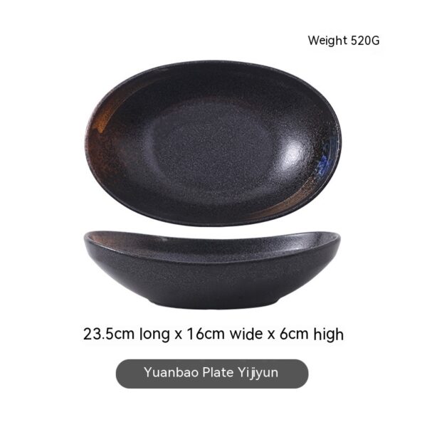 Japanese-style Ceramic Salad Dish Deep Plates Oval Ingot Plate - Image 9