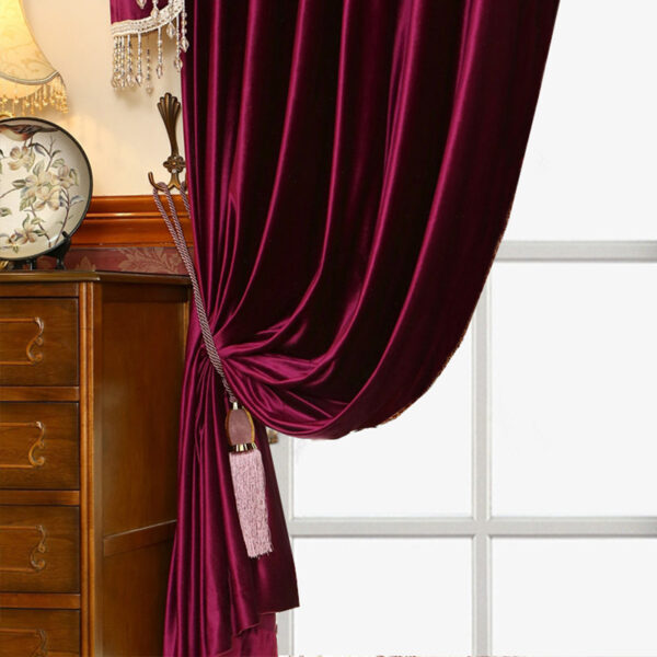 Luxury Festive Velvet Red Bedroom, Living Room, Water Wave Curtains, Wedding Room, Blackout Curtains - Image 3