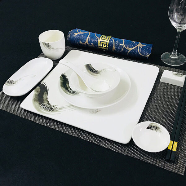 Chinese Restaurant Hotel Set Table Ceramic Dishes Tableware Set - Image 3