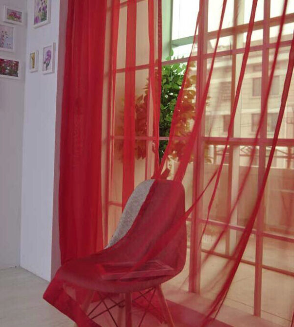 Solid Color Glass Mesh Curtains Transparent Color Ready-made Curtain Punch-free - Image 6