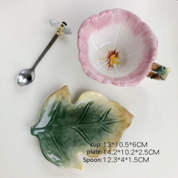European Style Luxury Flower Ceramic Afternoon Tea Coffee Cup and Saucer Set - Image 2