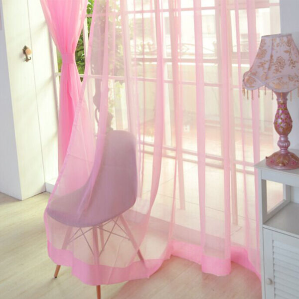 Solid Color Glass Mesh Curtains Transparent Color Ready-made Curtain Punch-free - Image 10
