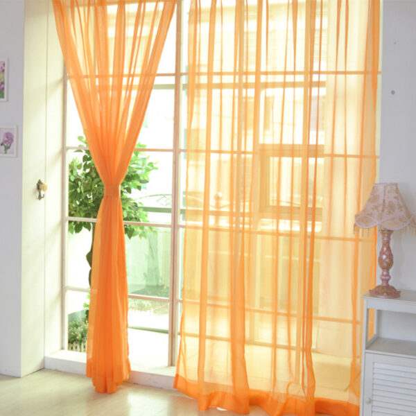 Solid Color Glass Mesh Curtains Transparent Color Ready-made Curtain Punch-free - Image 4