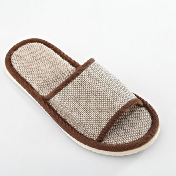 Retro Solid Color Coarse Cloth Hotel Home Slippers - Image 3