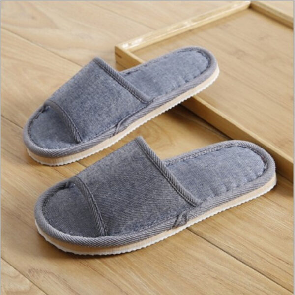 Retro Solid Color Coarse Cloth Hotel Home Slippers - Image 7