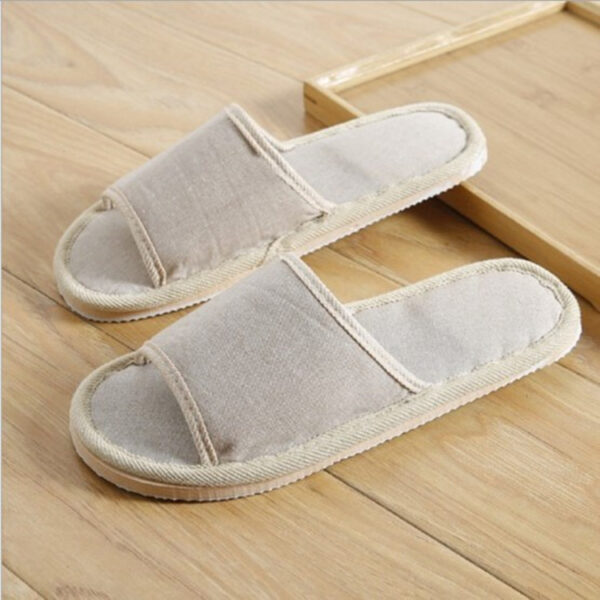 Retro Solid Color Coarse Cloth Hotel Home Slippers - Image 6
